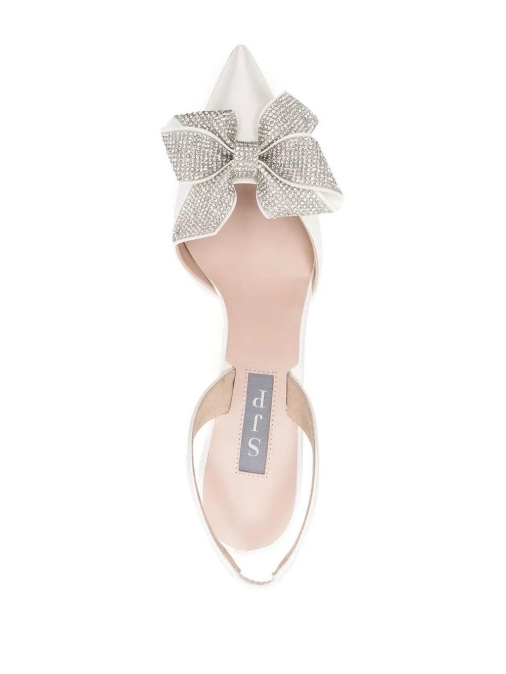 Sarah Jessica Parker Women's White Pointed Toe Slingback Flat with Crystal Bow